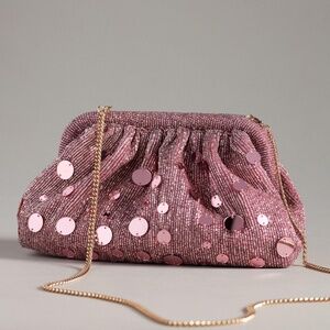 Anthropologie Mirror Beaded Clutch Shoulder Bag